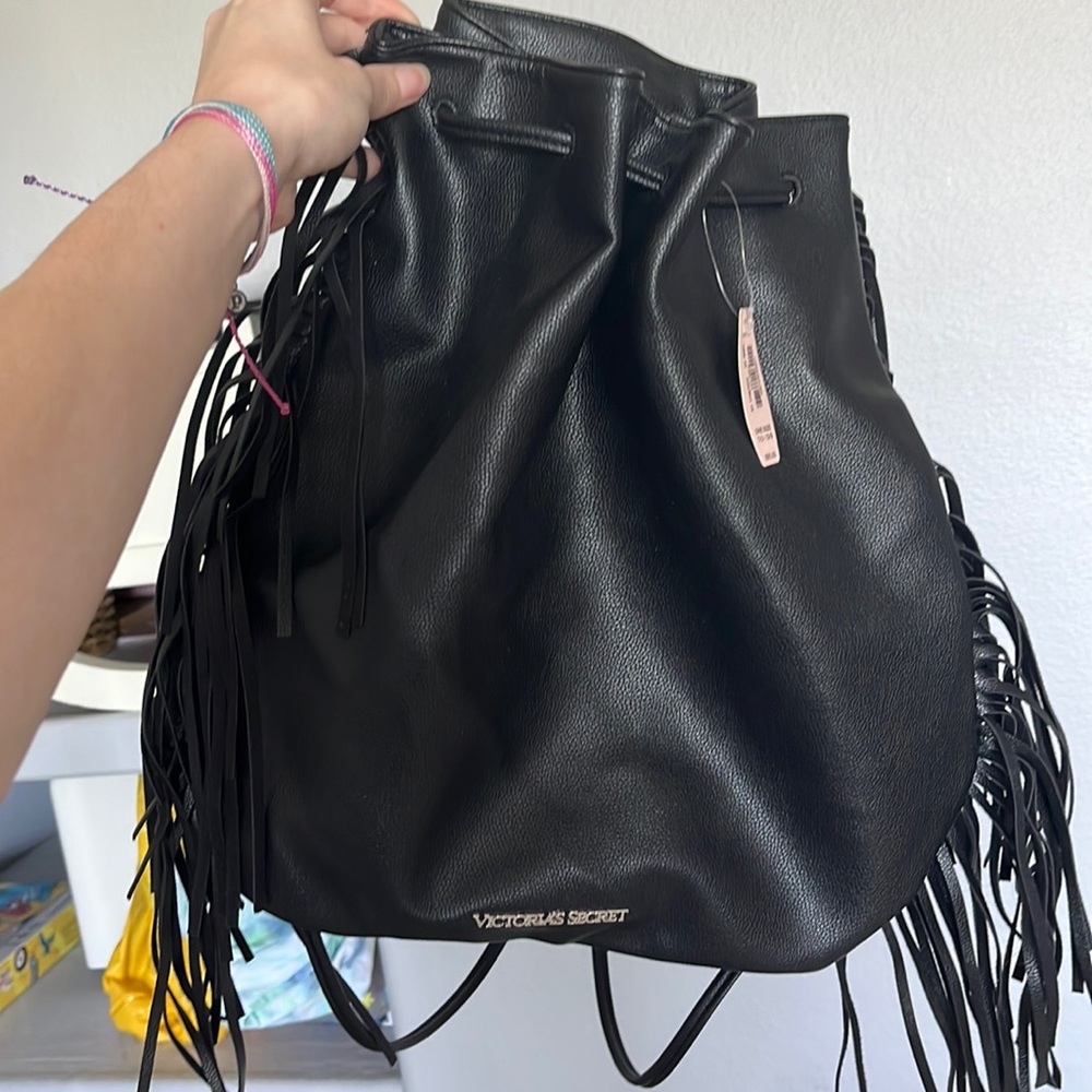 Victoria Secret new with tags black fringe bag